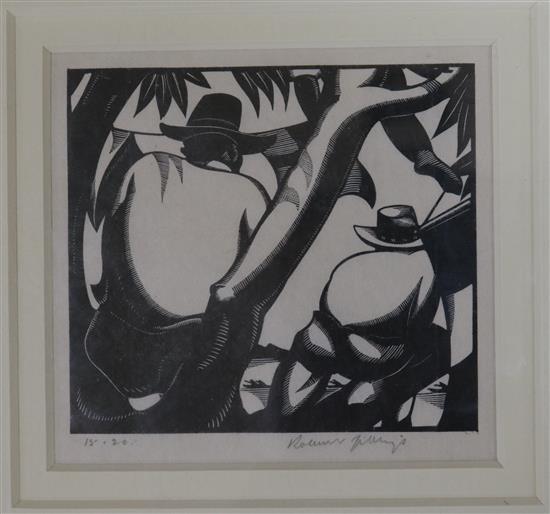 Eric Ravilious (1903-42), lithograph, Knife Grinder c.1938, 19 x 14cm and an untitled Robert Gibbings wood engraving 9 x 10cm, Goldmark
